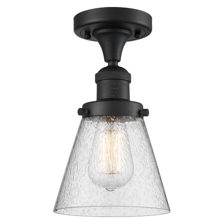 Innovations Lighting Small Cone 1-100 Watt 6.5 Inch Black Semi-Flush Mount With Seedy Glass, 533969 517-1CH-BK-G64